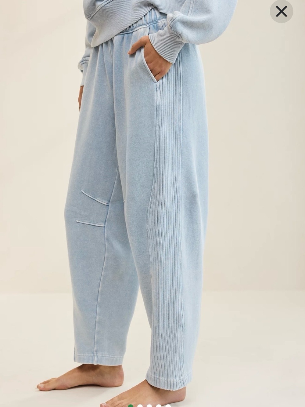 aerie oh snap barrel sweatpant light blue sz M - Picture 3 of 5